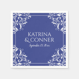 Serviette En Papier Serviettes de mariage élégantes Nadine (Bleu Roy
