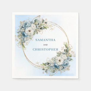 Serviette En Papier Serviettes de mariage élégantes poussiéreuses bleu
