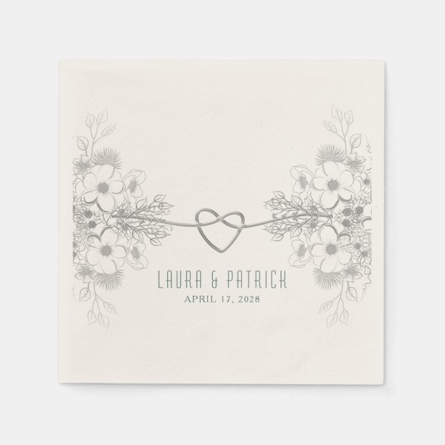 Serviette En Papier Serviettes de mariage élégantes simples (Devant)