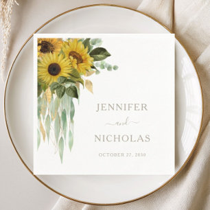 Serviette En Papier Serviettes de mariage élégantes Taupe Tournesol