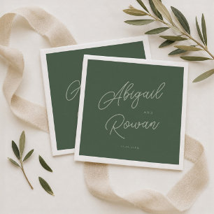 Serviette En Papier Serviettes de mariage élégantes vert forêt