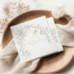 Serviette En Papier Serviettes de mariage élégantes vintage sépia