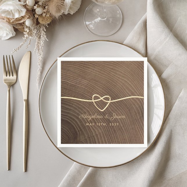 Serviette En Papier Serviettes de mariage en bois rustique (Créateur téléchargé)