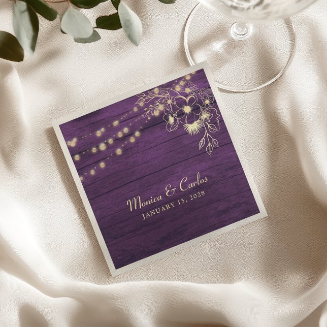 Serviette En Papier Serviettes de mariage en bois rustique (Créateur téléchargé)