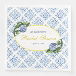 Serviette En Papier Serviettes de mariage en carrelage bleu Hydrangeas