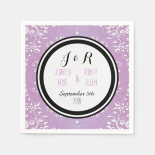 Serviette En Papier Serviettes de mariage en damassé floral violet lav