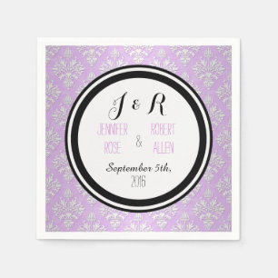 Serviette En Papier Serviettes de mariage en damassé floral violet lav