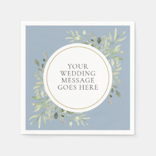 Serviette En Papier Serviettes de Mariage en feuillage bleu Dusty