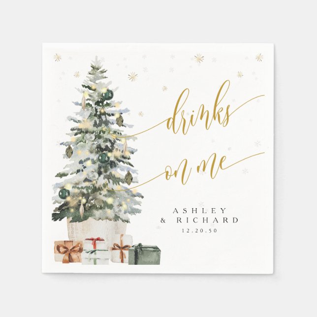 Serviette En Papier Serviettes de mariage en forme de sapin de Noël (Devant)