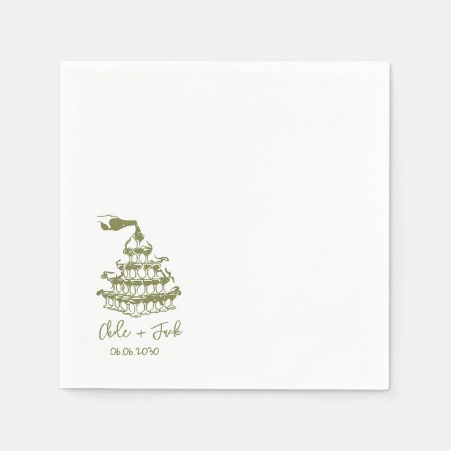 Serviette En Papier Serviettes de mariage en forme de tour de champagn (Devant)
