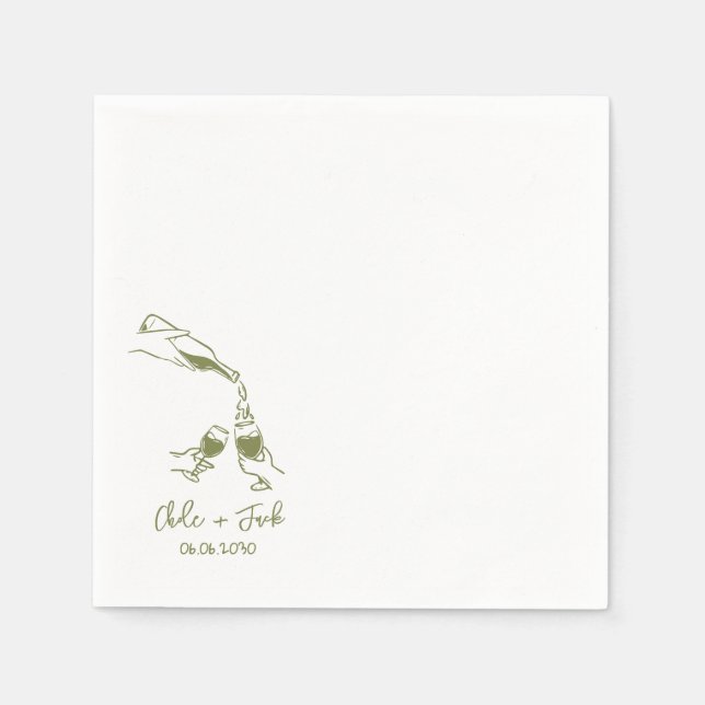 Serviette En Papier Serviettes de mariage en forme de tour de champagn (Devant)