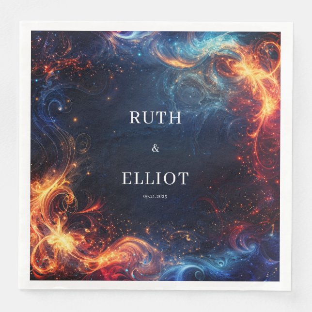 Serviette En Papier Serviettes de Mariage en galaxie (Devant)