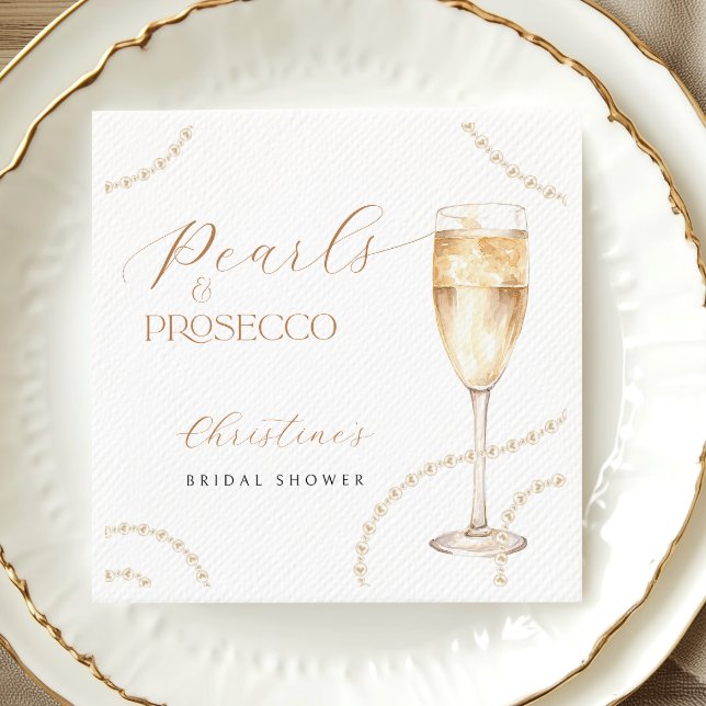 Serviette En Papier Serviettes de mariage en or Perles & Prosecco (Créateur téléchargé)