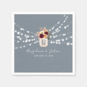 Serviette En Papier Serviettes de mariage en pot Mason Bleu Poussiéreu