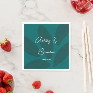 Serviette En Papier Serviettes de mariage en teal botanique de pétales