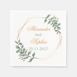 Serviette En Papier Serviettes de mariage en verdure de eucalyptus et