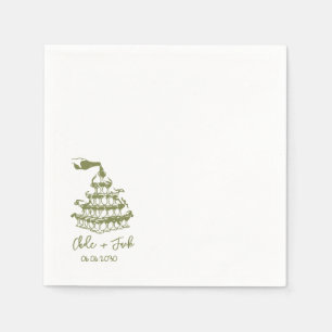 Serviette En Papier Serviettes de mariage en verre de tour de champagn