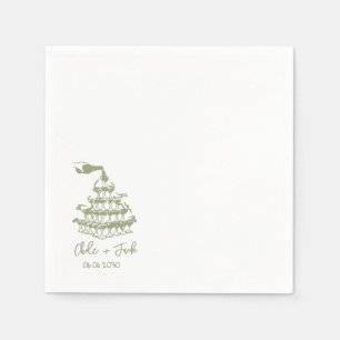 Serviette En Papier Serviettes de mariage en verre de tour de champagn