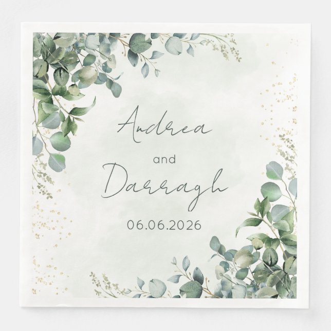 Serviette En Papier Serviettes de mariage Eucalyptus 1001A (Devant)