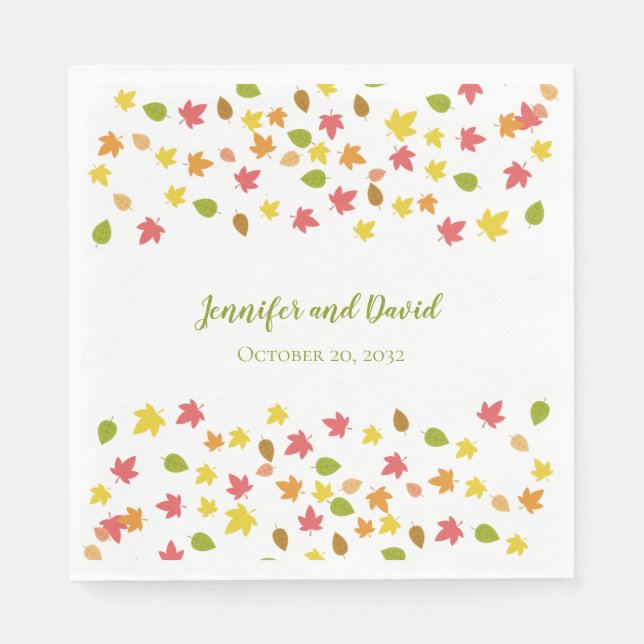 Serviette En Papier Serviettes de mariage Feuilles d'automne  (Devant)