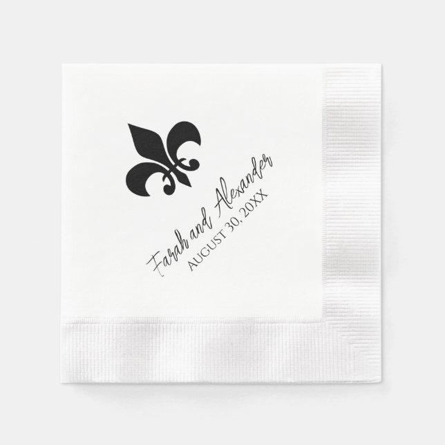 Serviette En Papier Serviettes de mariage Fleur de Lis (Devant)