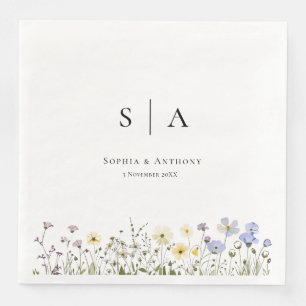 Serviette En Papier Serviettes de Mariage Fleur sauvage rustique