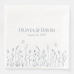 Serviette En Papier Serviettes de mariage Fleurs sauvages et Papillons