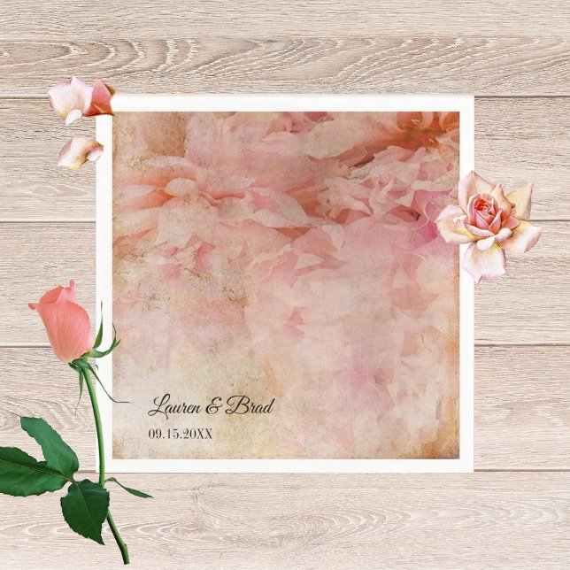 Serviette En Papier Serviettes de mariage floral broyé (Créateur téléchargé)