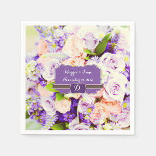 Serviette En Papier Serviettes de Mariage floral Lavendar personnalisé