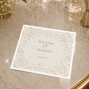 Serviette En Papier Serviettes de mariage florales à défilement vintag