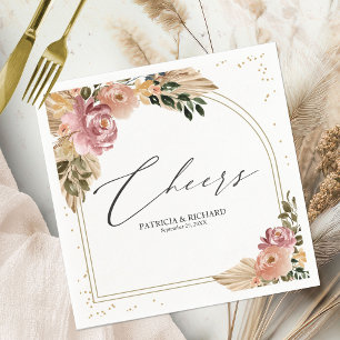 Serviette En Papier Serviettes de mariage florales boho aux couleurs n