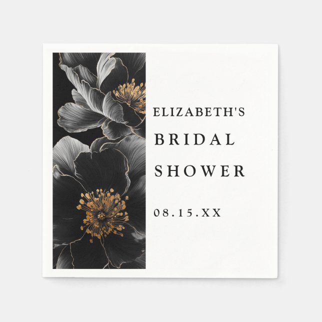 Serviette En Papier Serviettes de mariage florales élégantes modernes (Devant)