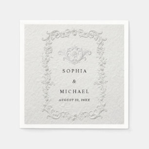 Serviette En Papier Serviettes de mariage florales embossées faux