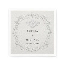 Serviettes de mariage florales en relief faux