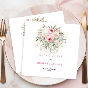 Serviette En Papier Serviettes de mariage florales minimales rose blus