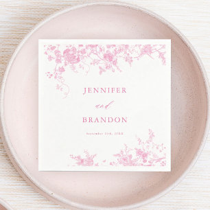 Serviette En Papier Serviettes de mariage florales roses françaises vi