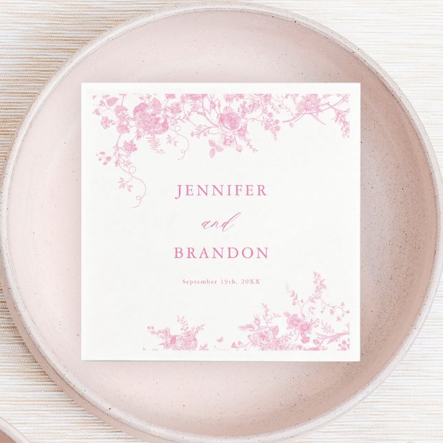 Serviette En Papier Serviettes de mariage florales roses françaises vi (Créateur téléchargé)