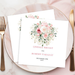 Serviette En Papier Serviettes de mariage florales verdoyantes Blush c