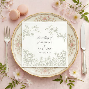 Serviette En Papier Serviettes de mariage florales vert sauge en style