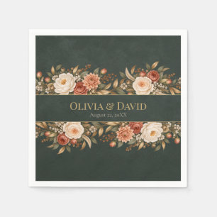 Serviette En Papier Serviettes de mariage florales vertes de sorcière