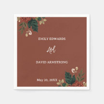 Serviettes de mariage florales vertes romantiques