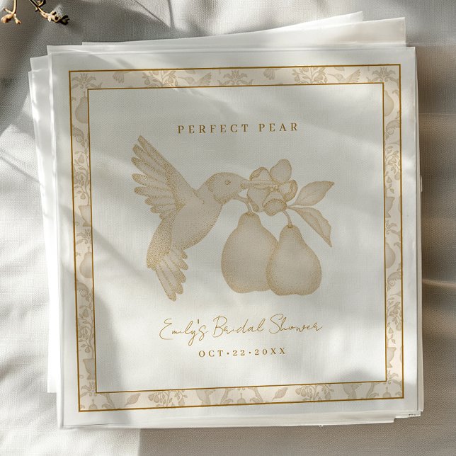 Serviette En Papier Serviettes de mariage Gold Perfect Pear Bridal Sho (Perfect Pear Bridal Shower Napkin)