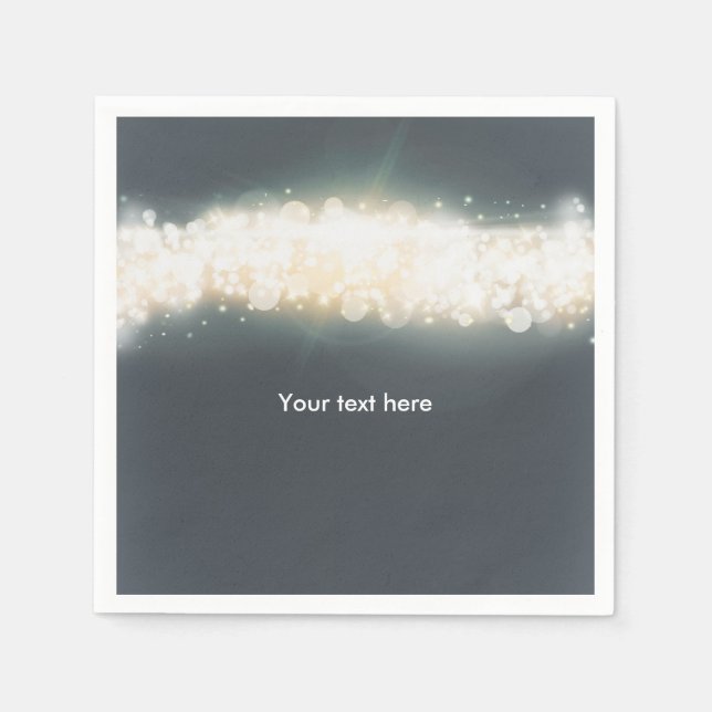 Serviette En Papier Serviettes de mariage Grey Sparkle Lights Sky Blas (Devant)
