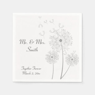 Serviette En Papier Serviettes de Mariage gris et blanc