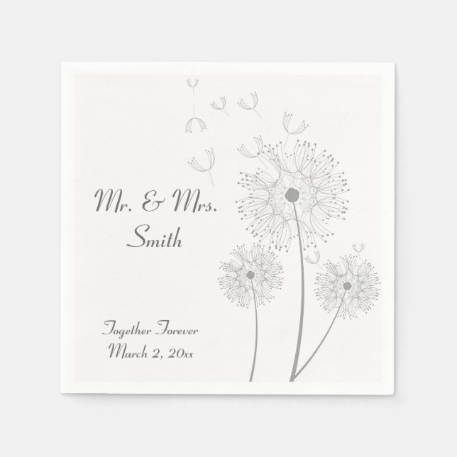 Serviette En Papier Serviettes de Mariage gris et blanc (Devant)