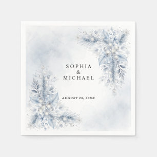 Serviette En Papier Serviettes de mariage hivernales aux baies blanche