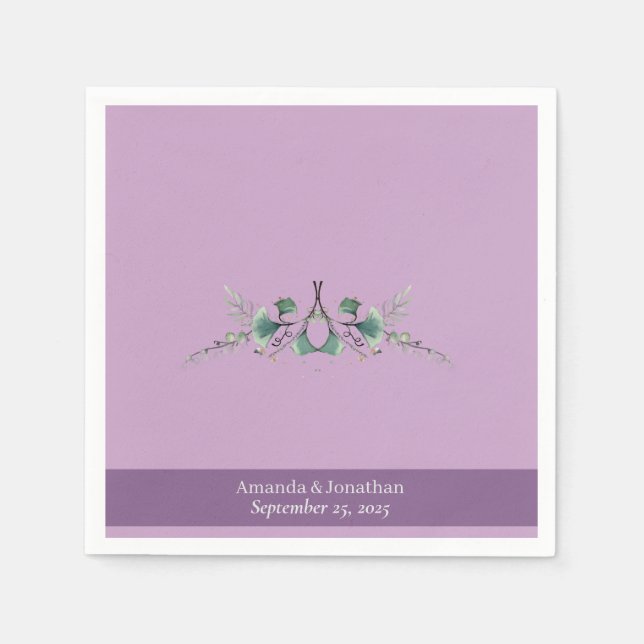 Serviette En Papier Serviettes de Mariage Lavender personnalisées (Devant)