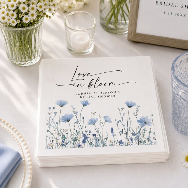 Serviette En Papier Serviettes de mariage Love In Bloom Bleu (Créateur téléchargé)
