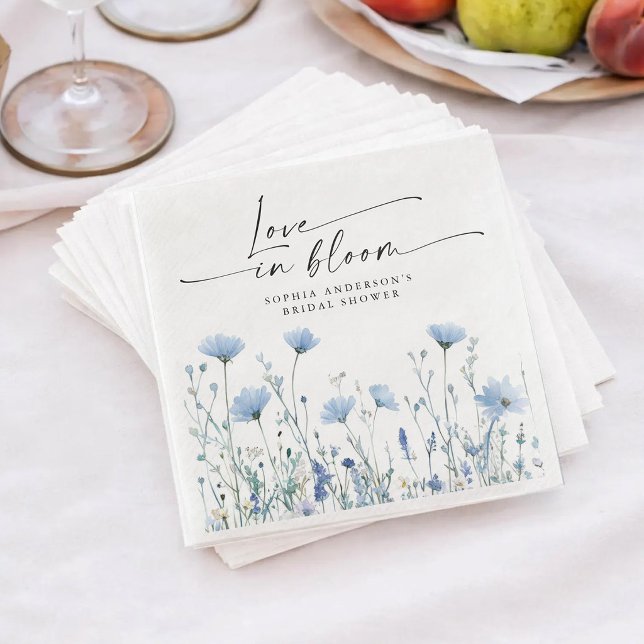 Serviette En Papier Serviettes de mariage Love In Bloom Bleu (Créateur téléchargé)