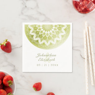 Serviette En Papier Serviettes de mariage mandala à dentelle verte